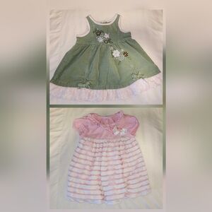 Pink and Green Baby Dress Set